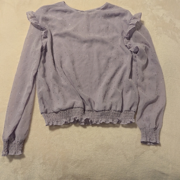 ✨5/$20✨ H&M Girl's Long Sleeve Purple Sequence Blouse Top - Picture 10 of 14